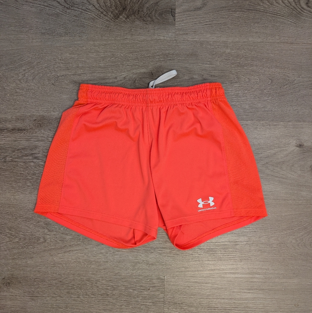 Under Armour Neon Orange Athletic Soccer Shorts Sz S
